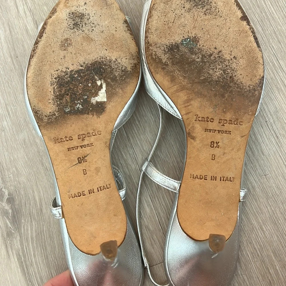 Silver Kate Spade Mini Heels - Picture 3 of 4